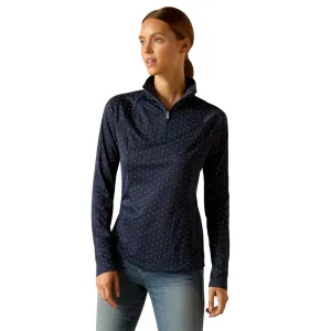 10049044 Ariat Women's Sunstopper 3.0 1/4 Zip Base Layer Top - Navy Dot