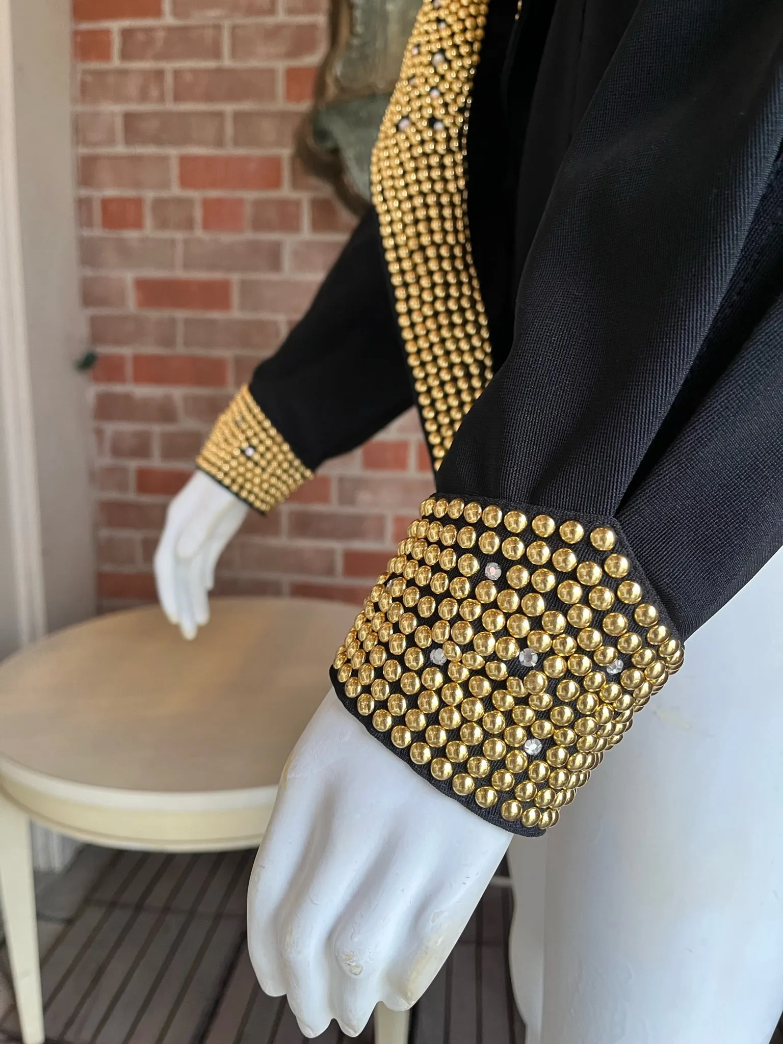 1980s Gold & Rhinestone Studded Cropped Jacket