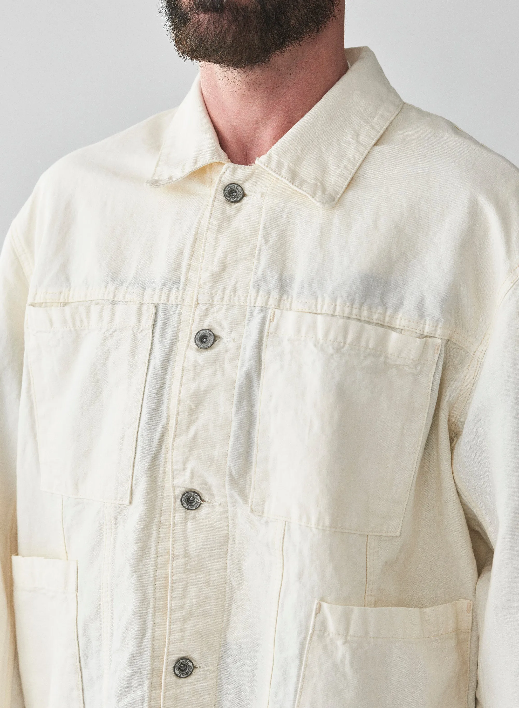 9oz CO/LI canvas denim short jacket | Off white