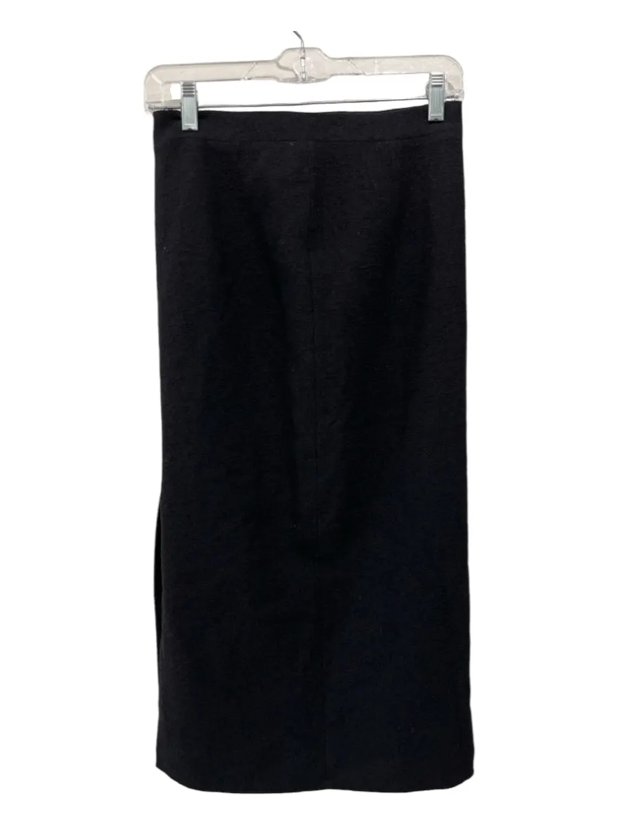 Alessandra Rich Size 40 Black Virgin Wool Blend Textured Pencil Back Slit Skirt