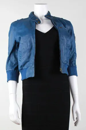 ALL SAINTS Blue Leather Jacket - 2 US