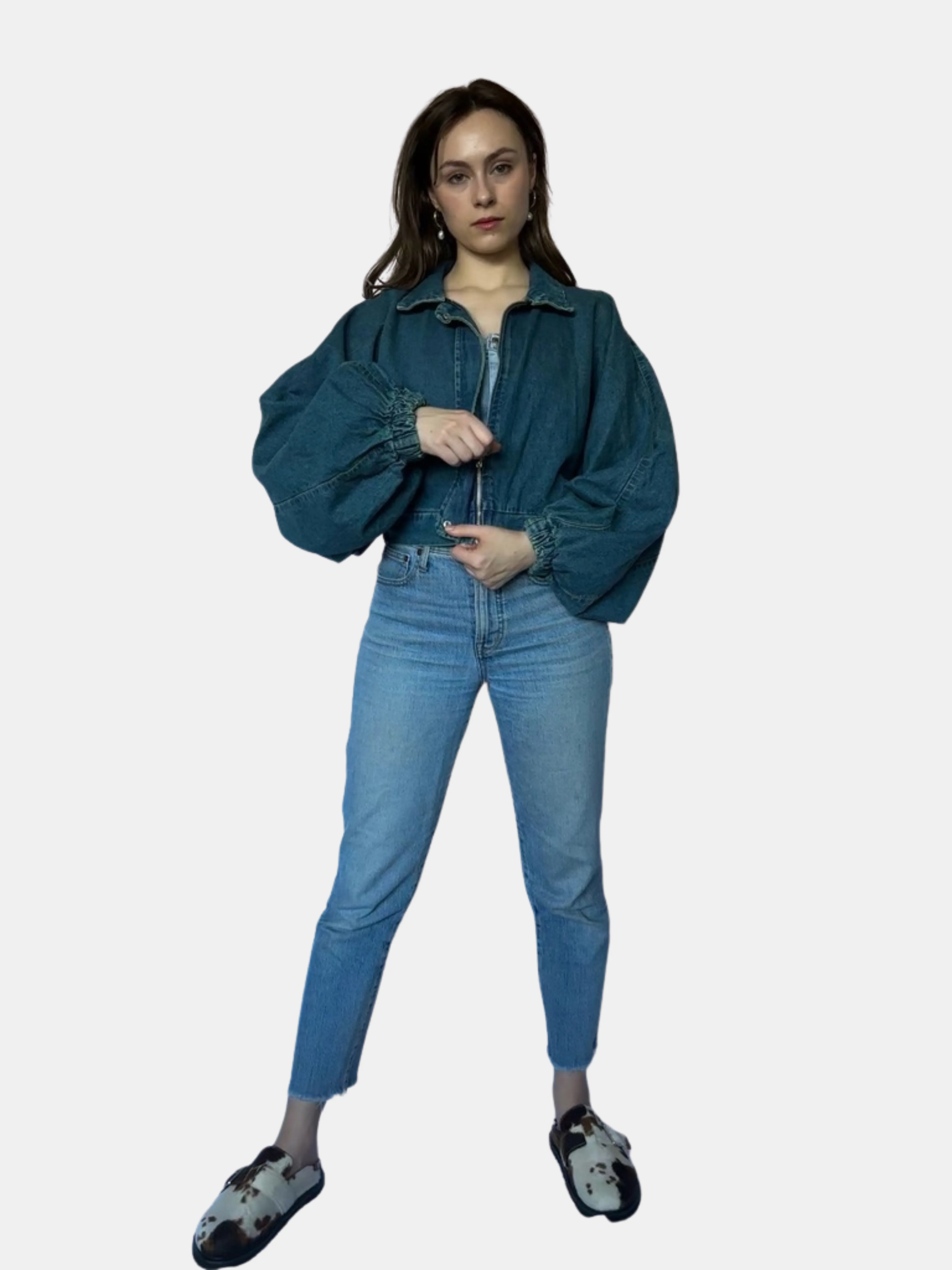 Aurelie Batwing Cropped Denim Jacket