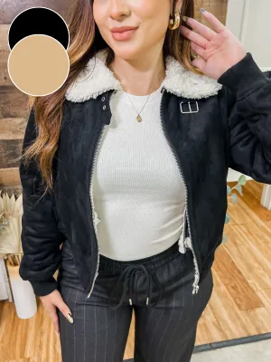 Avery Shearling Suede Jacket