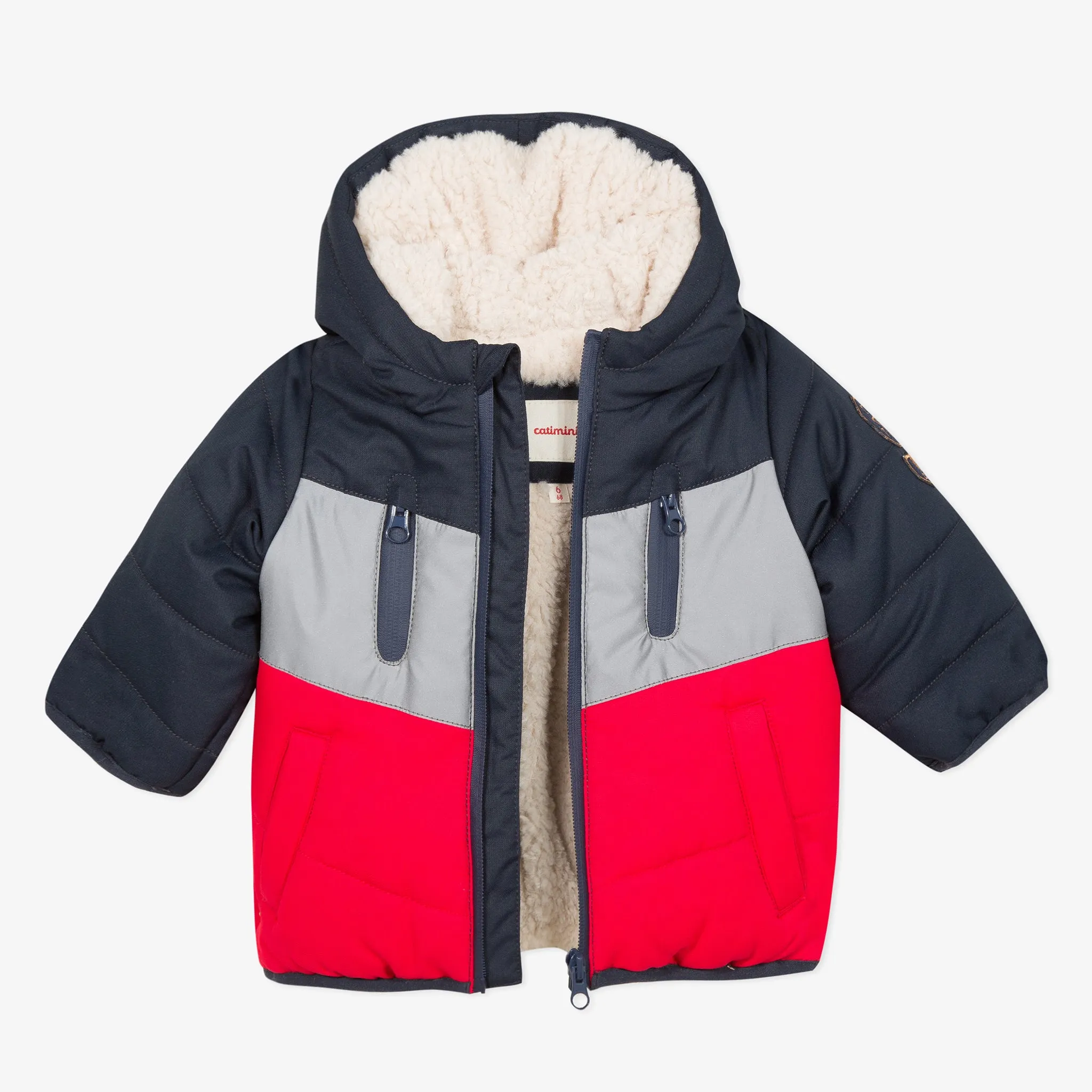 Baby boy coated color block bomber jacket