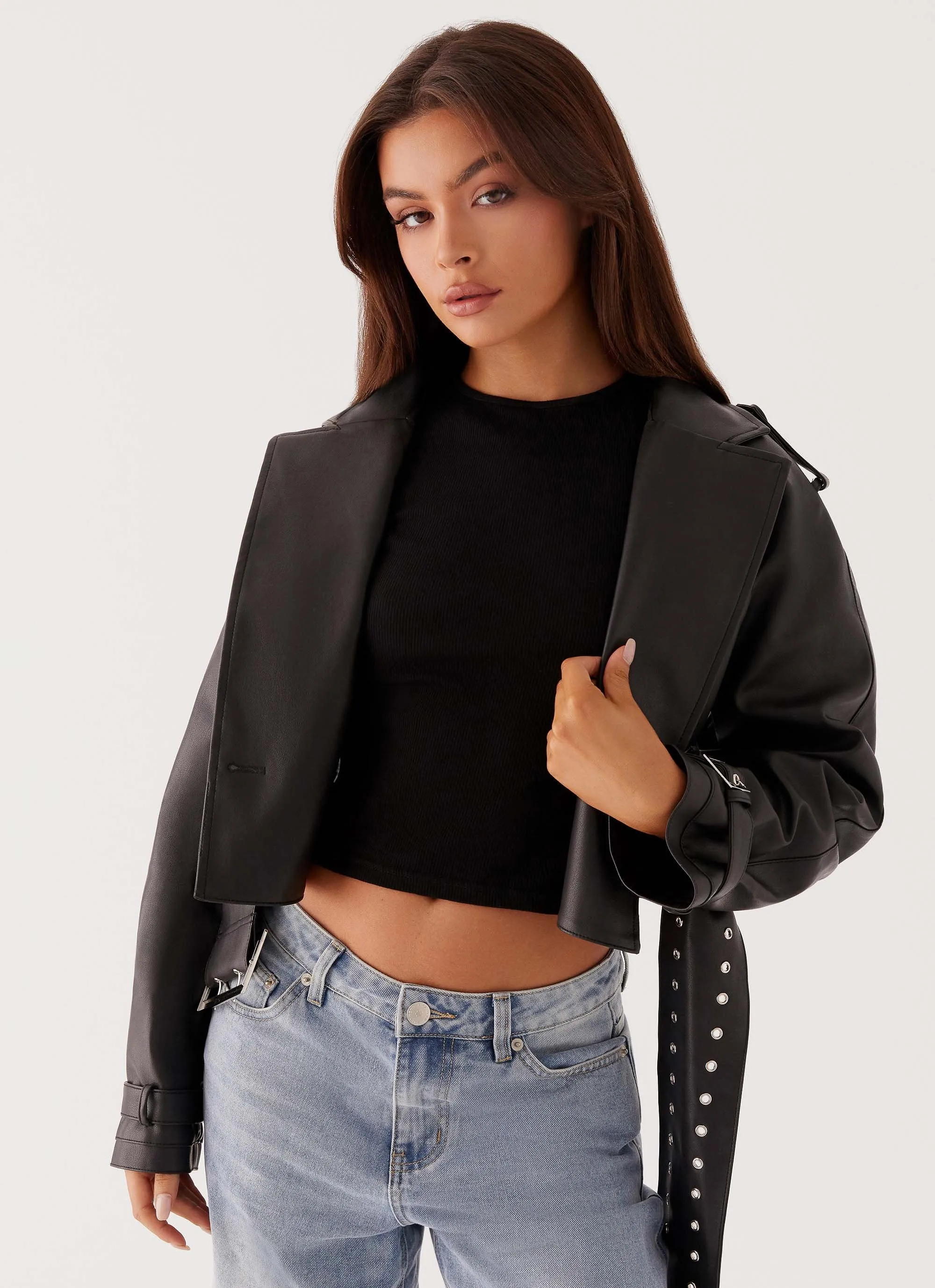 Bad Decisions PU Jacket - Black