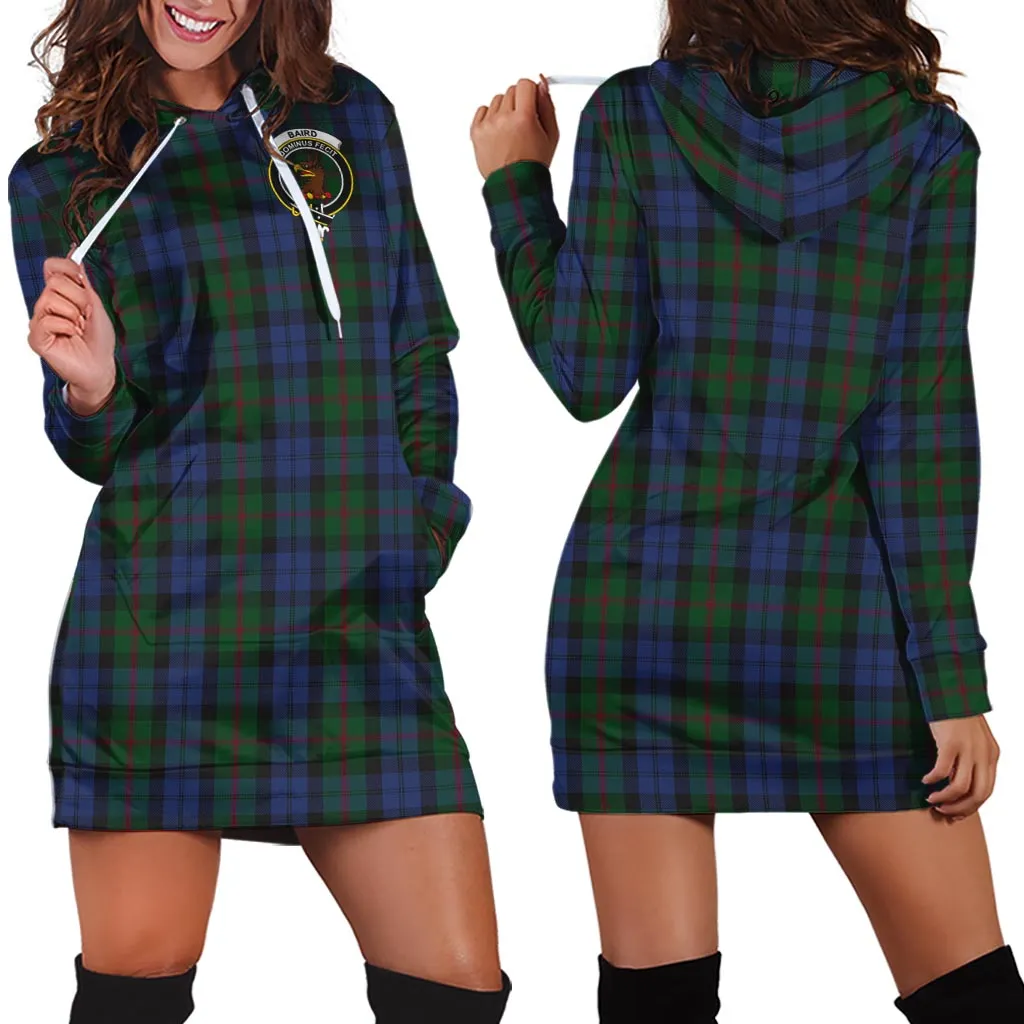 Baird Tartan Hoodie Dress with Family Crest