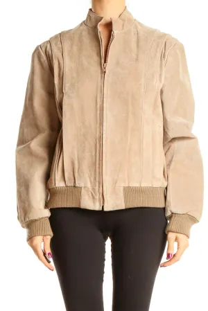 Beige Bomber Jacket