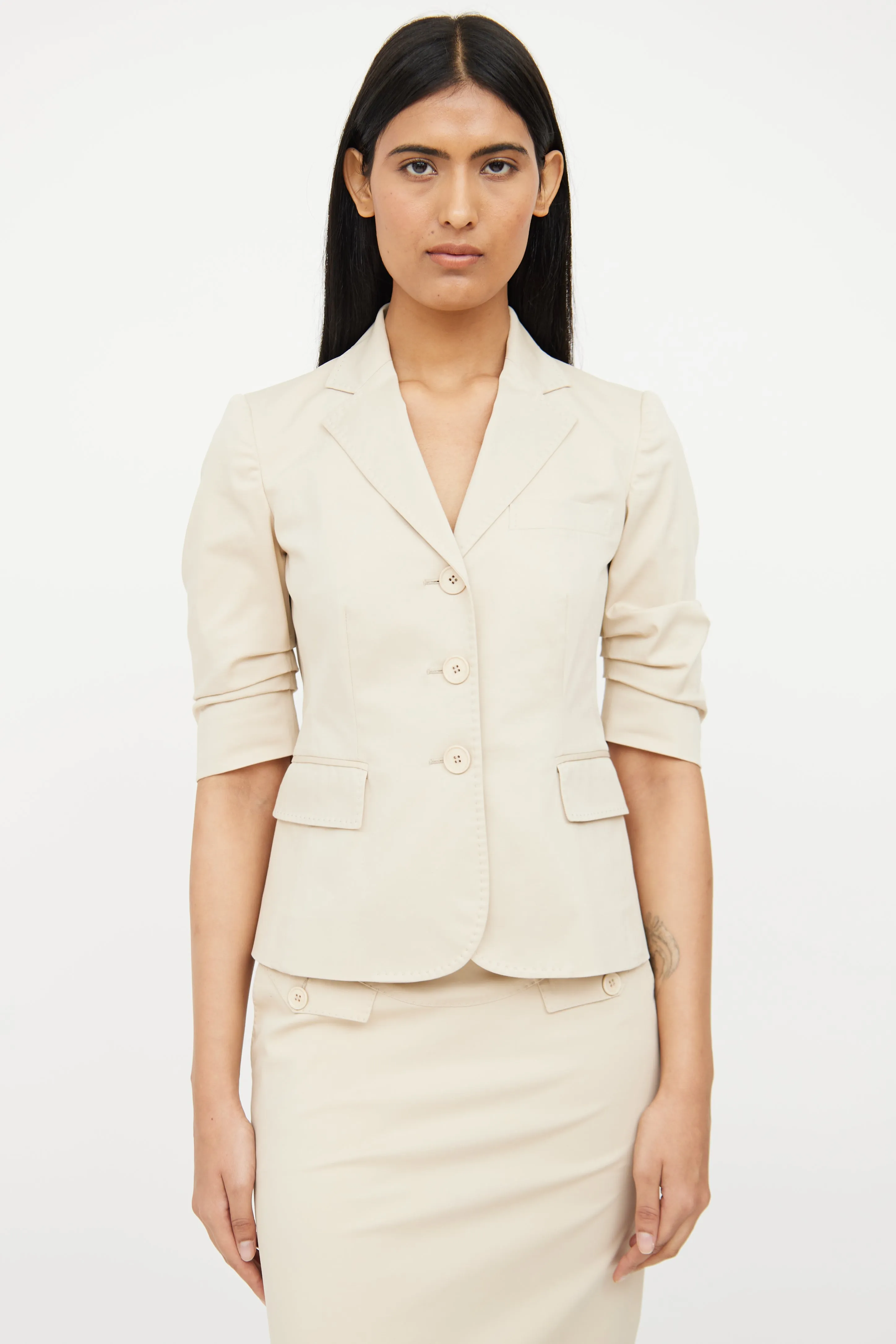 Beige Half Sleeve Suit