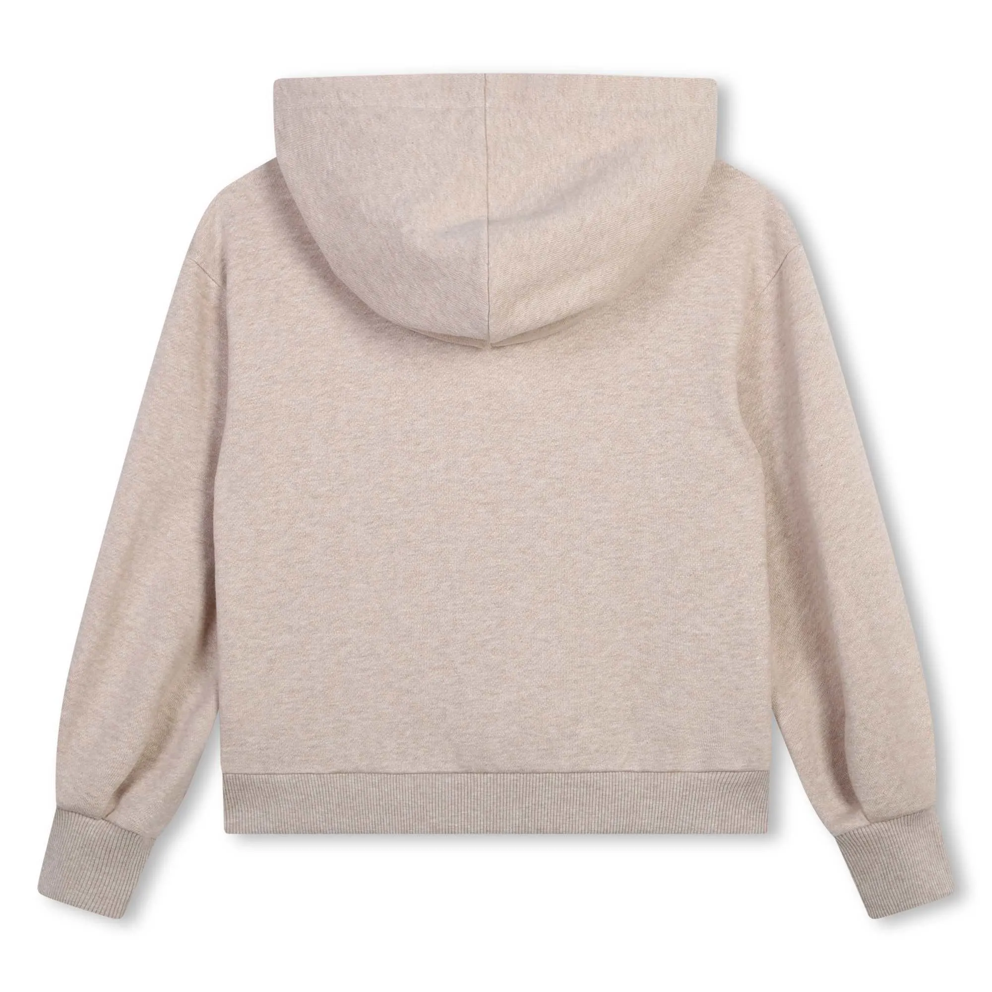 Beige Marl Hoodie Floral Embroidery