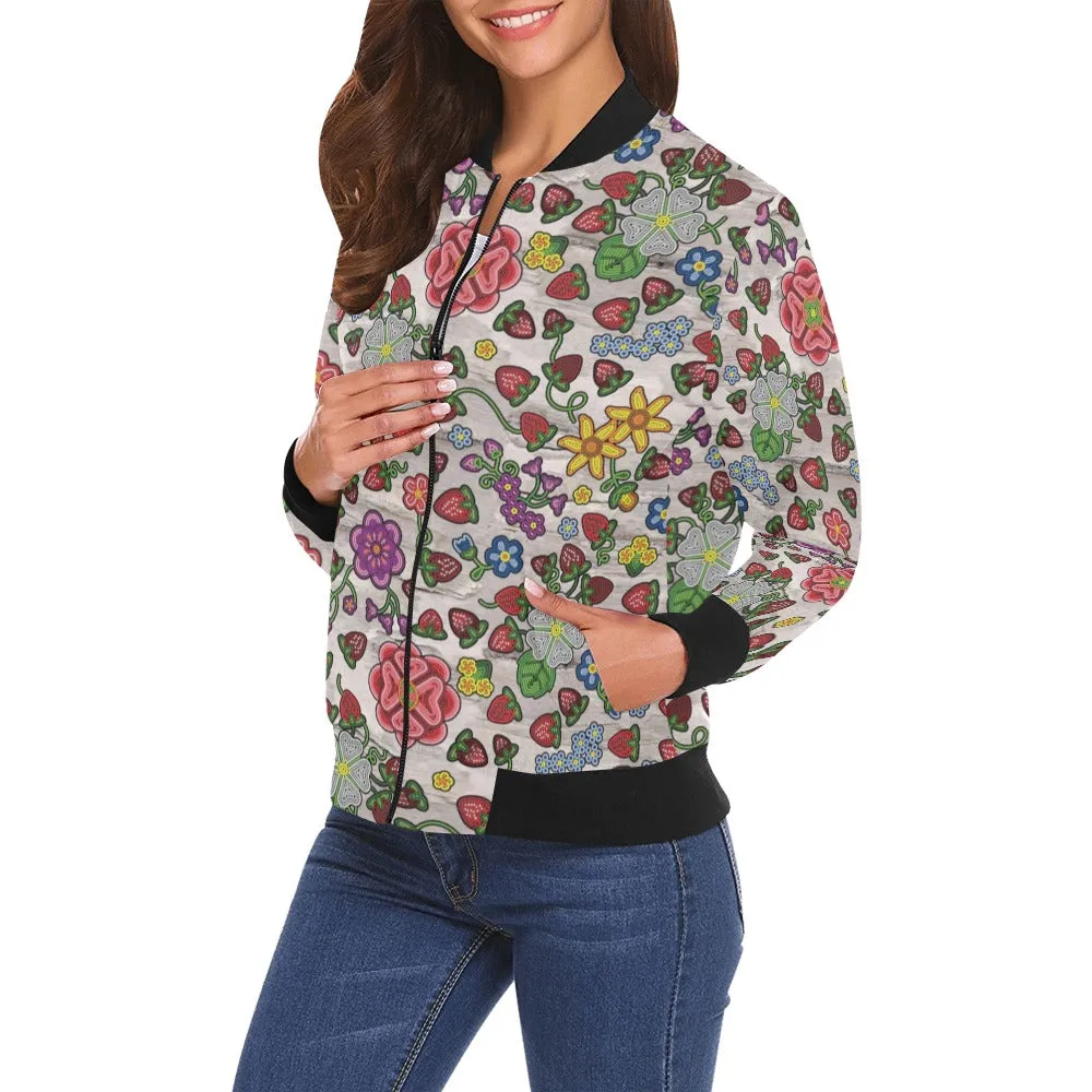 Berry Pop Bright Birch All Over Print Bomber Jacket for Women