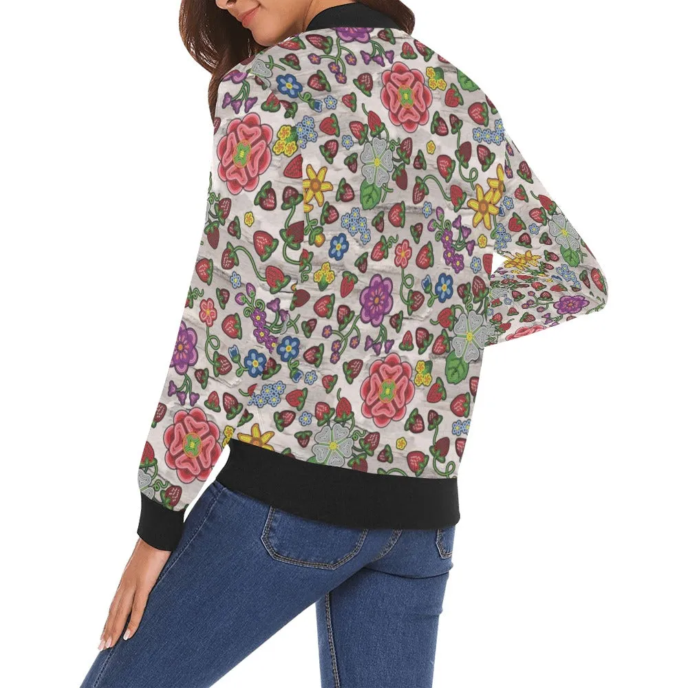 Berry Pop Bright Birch All Over Print Bomber Jacket for Women