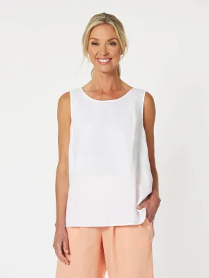 Bianca Linen Button Tank Top - White