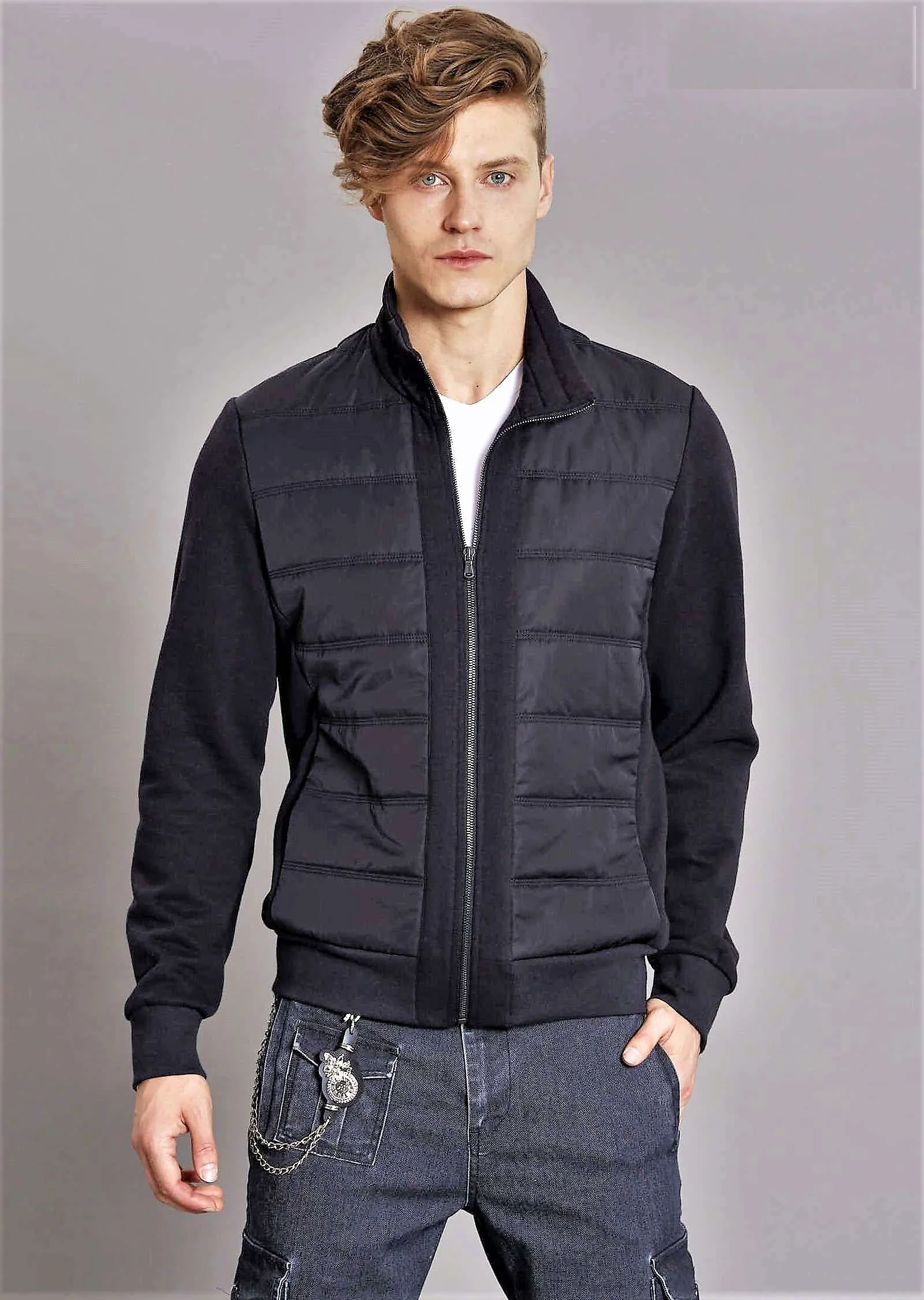 Black Athletic Tech Zipper Jacket