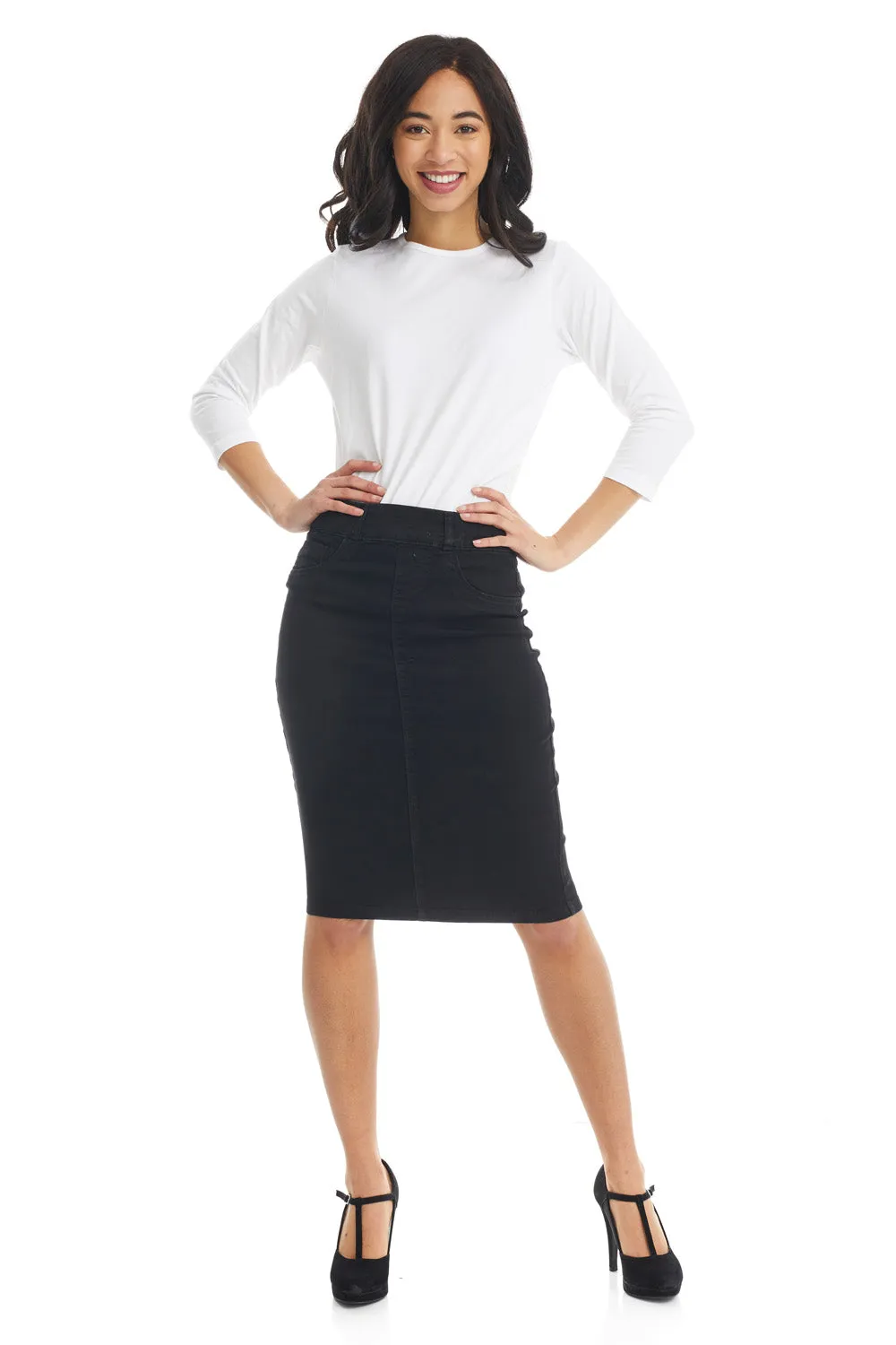 Black Denim Pencil Skirt for Women 'Brooklyn'