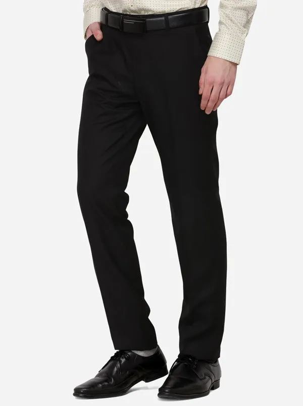 Black Solid Slim Fit Formal Trouser | Greenfibre