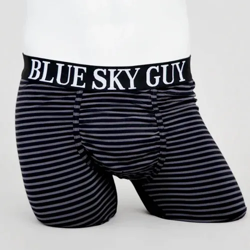 Blue Sky Middle Man Boxer Brief Blk/Grey Stripe Horizontal