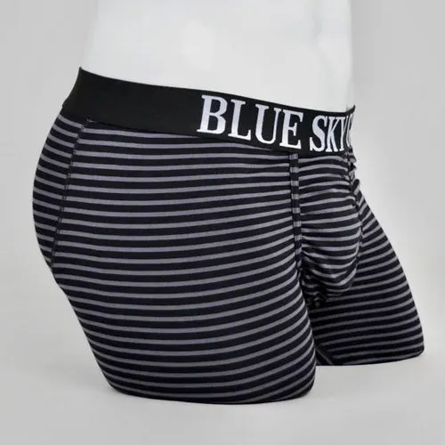 Blue Sky Middle Man Boxer Brief Blk/Grey Stripe Horizontal