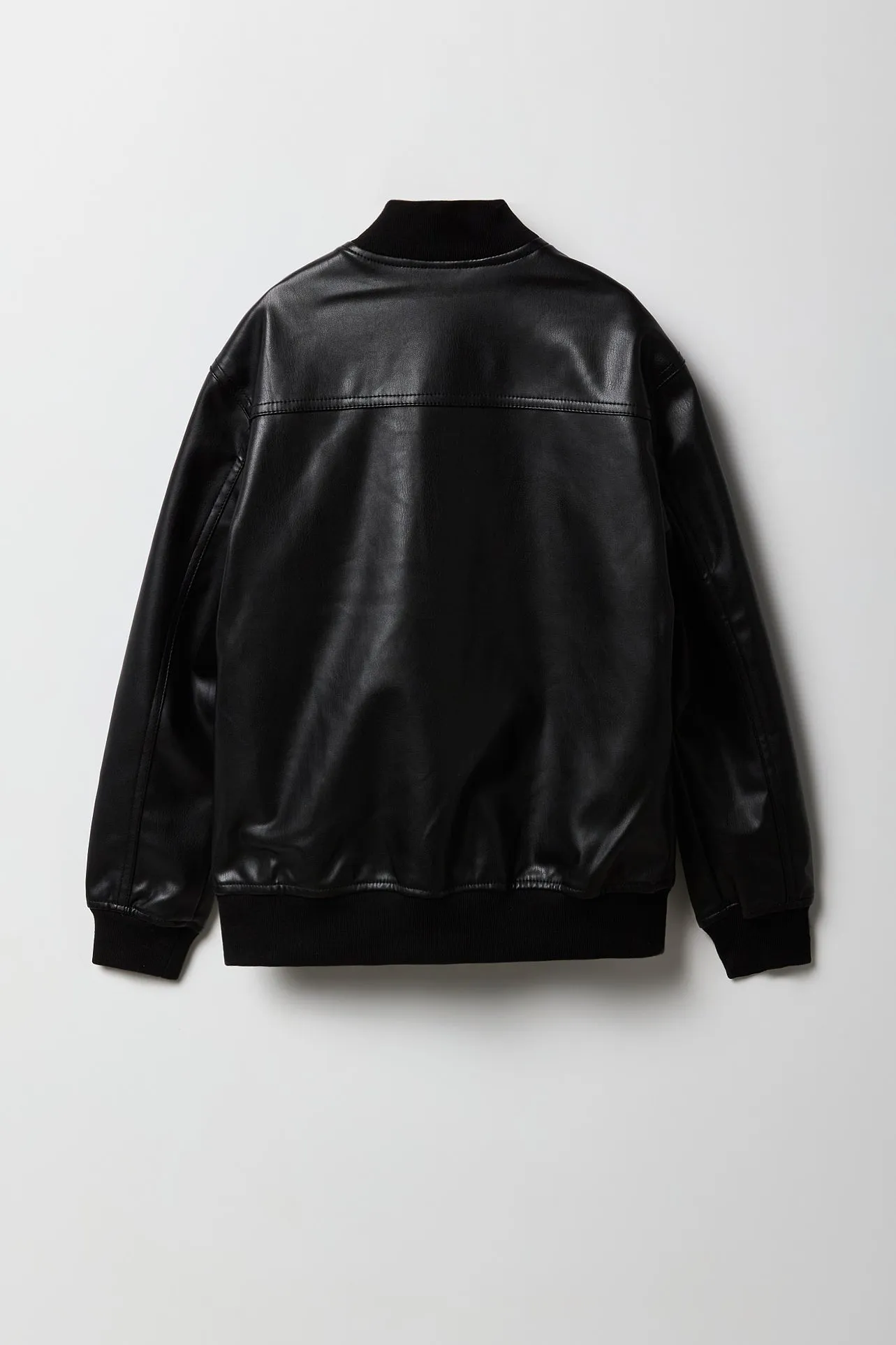 Boys Faux Leather Bomber Jacket