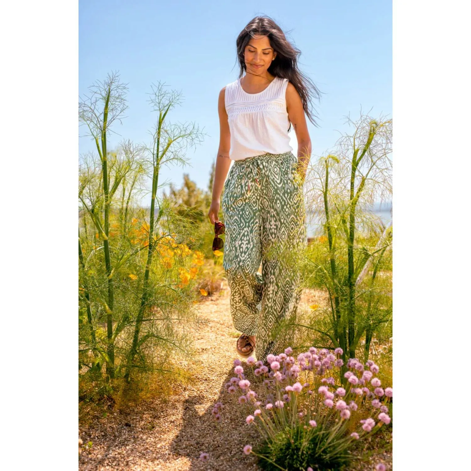 Brakeburn 14 Green Orla Print Beach Trouser