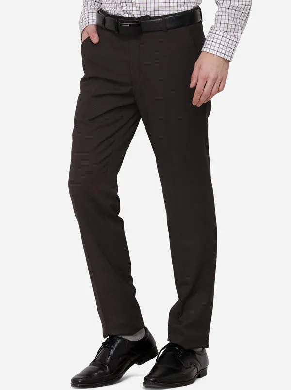 Brown Solid Slim Fit Formal Trouser | JB Studio