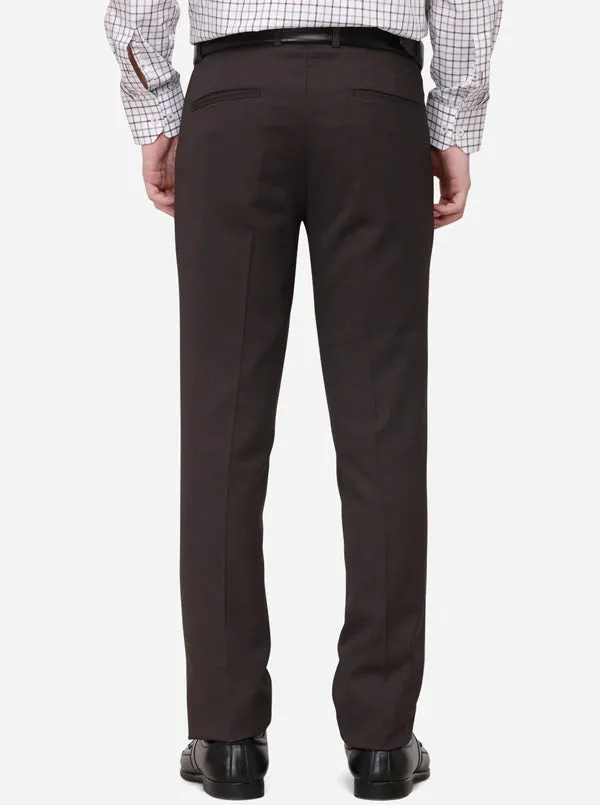 Brown Solid Slim Fit Formal Trouser | JB Studio