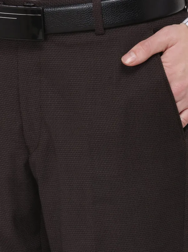 Brown Solid Slim Fit Formal Trouser | JB Studio