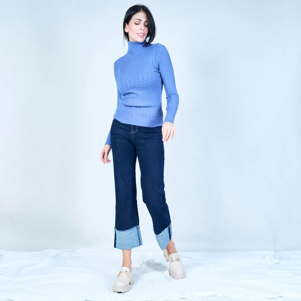 Cable-knit sweater with turtleneck wholesale