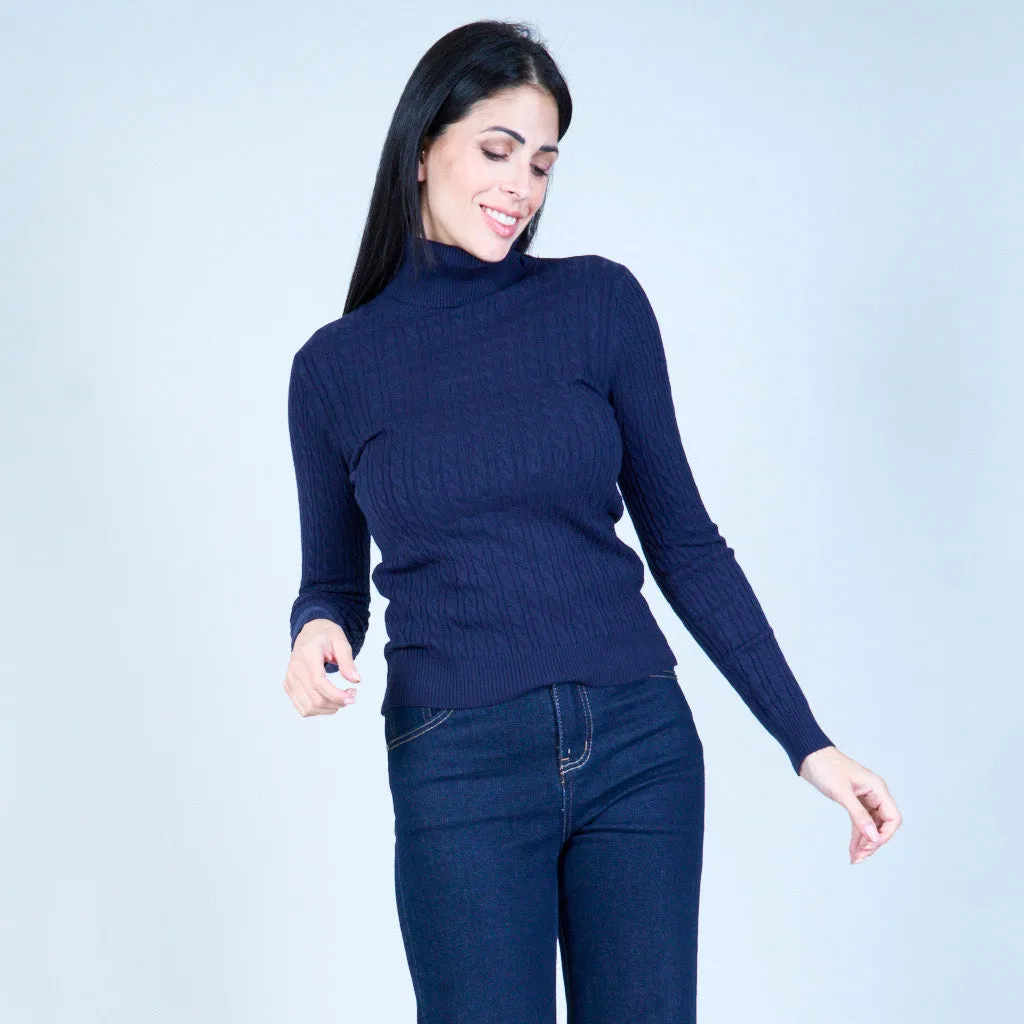 Cable-knit sweater with turtleneck wholesale