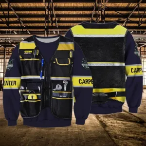 Carpenter Uniform Tool 3D Sweatshirt, Custom Personalized Name Christmas Carpenter Shirt