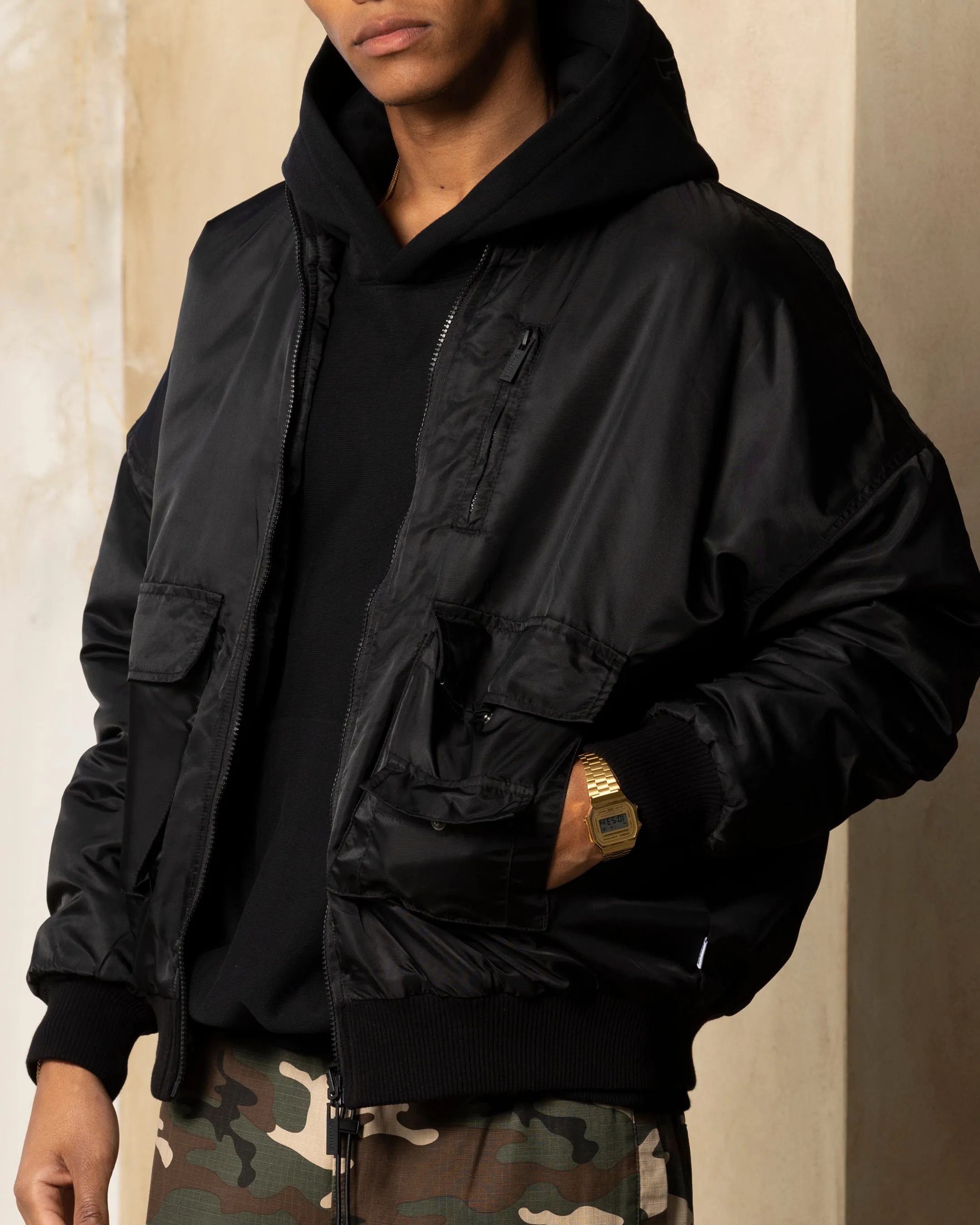 Carre Superior Oversized Bomber Jacket Black