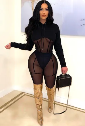 CHEYENNE - SHEER HOODIE BODYSUIT