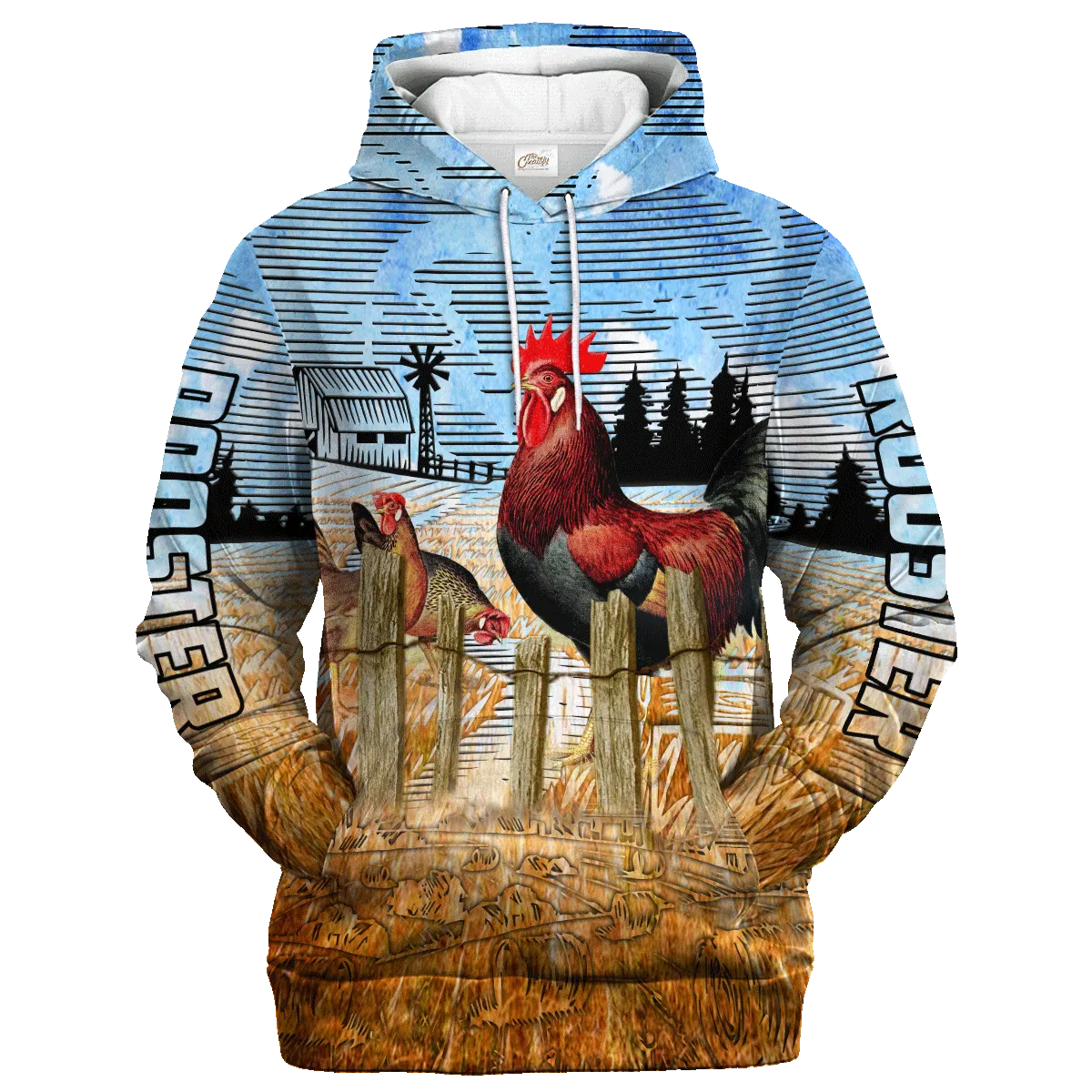 Chicken In The Fence Hoodie, Rooster 3D Print On Hoodie