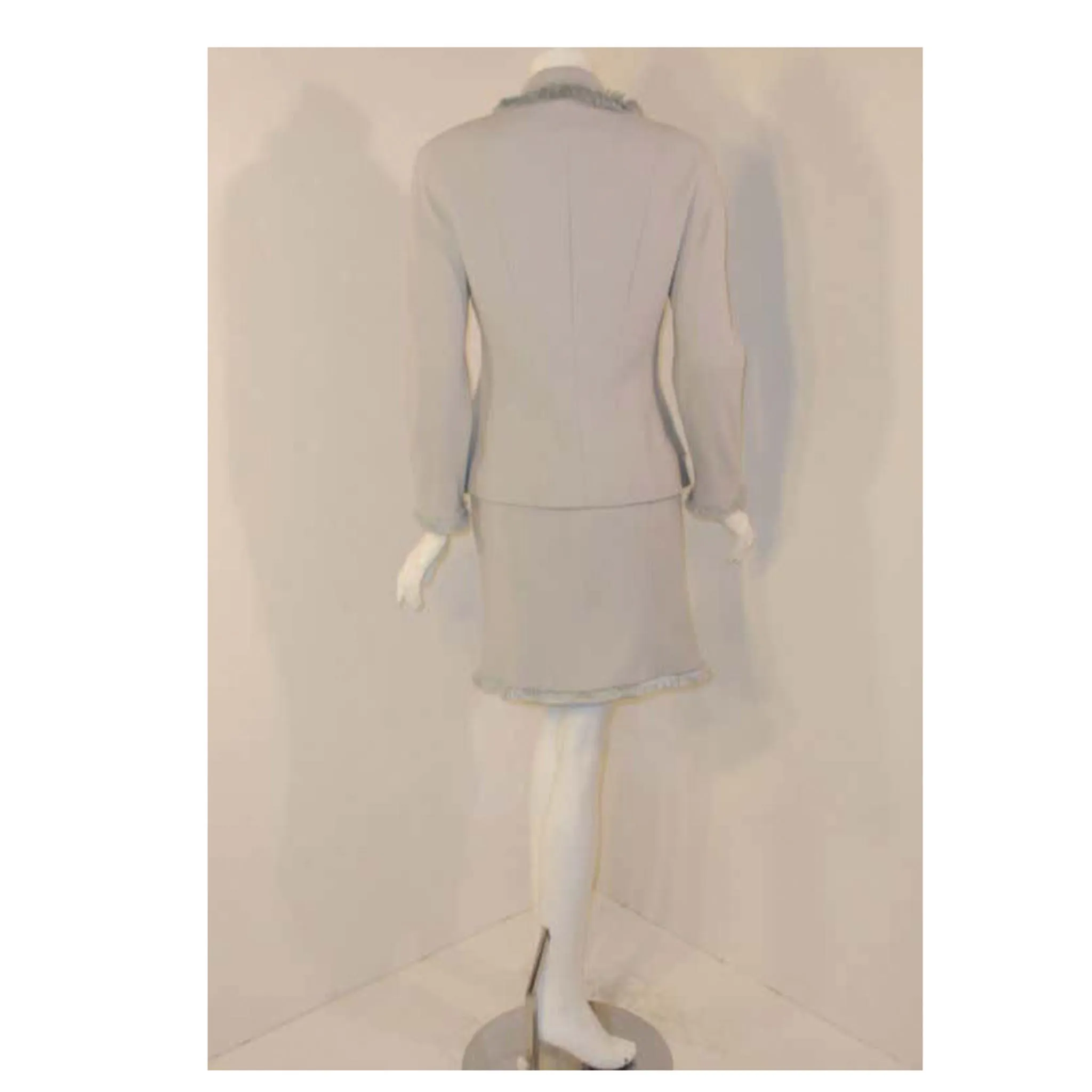 CHRISTIAN DIOR 1990s 2 pc Light Blue Skirt Suit