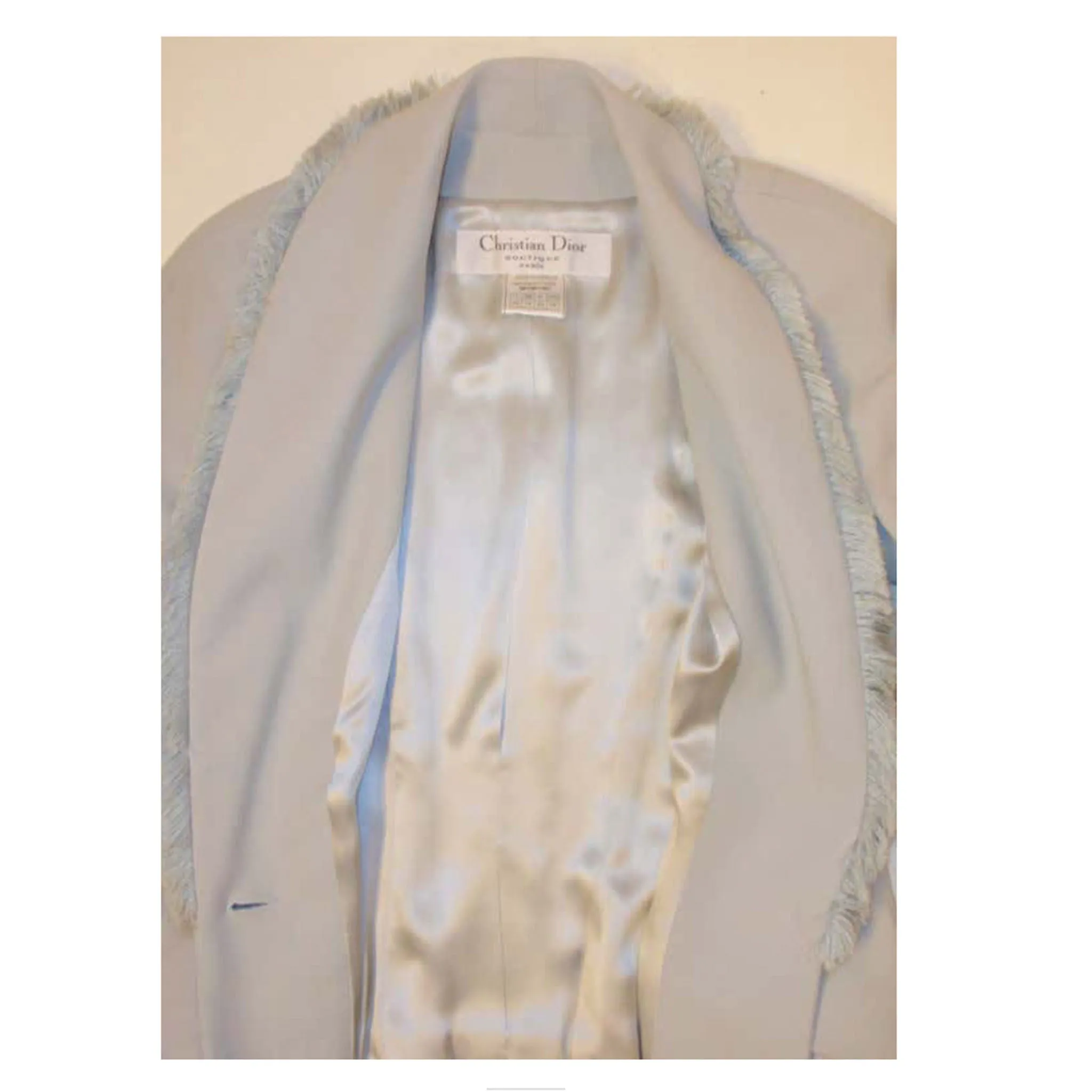 CHRISTIAN DIOR 1990s 2 pc Light Blue Skirt Suit