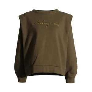 Coffee Loose Sweatshirt For Women Round Neck Long Sleeve Embroidery Casual Sweatshirts Female Clothing Fashion