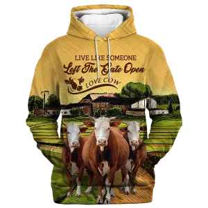 Cow Field On The Farm Hoodie