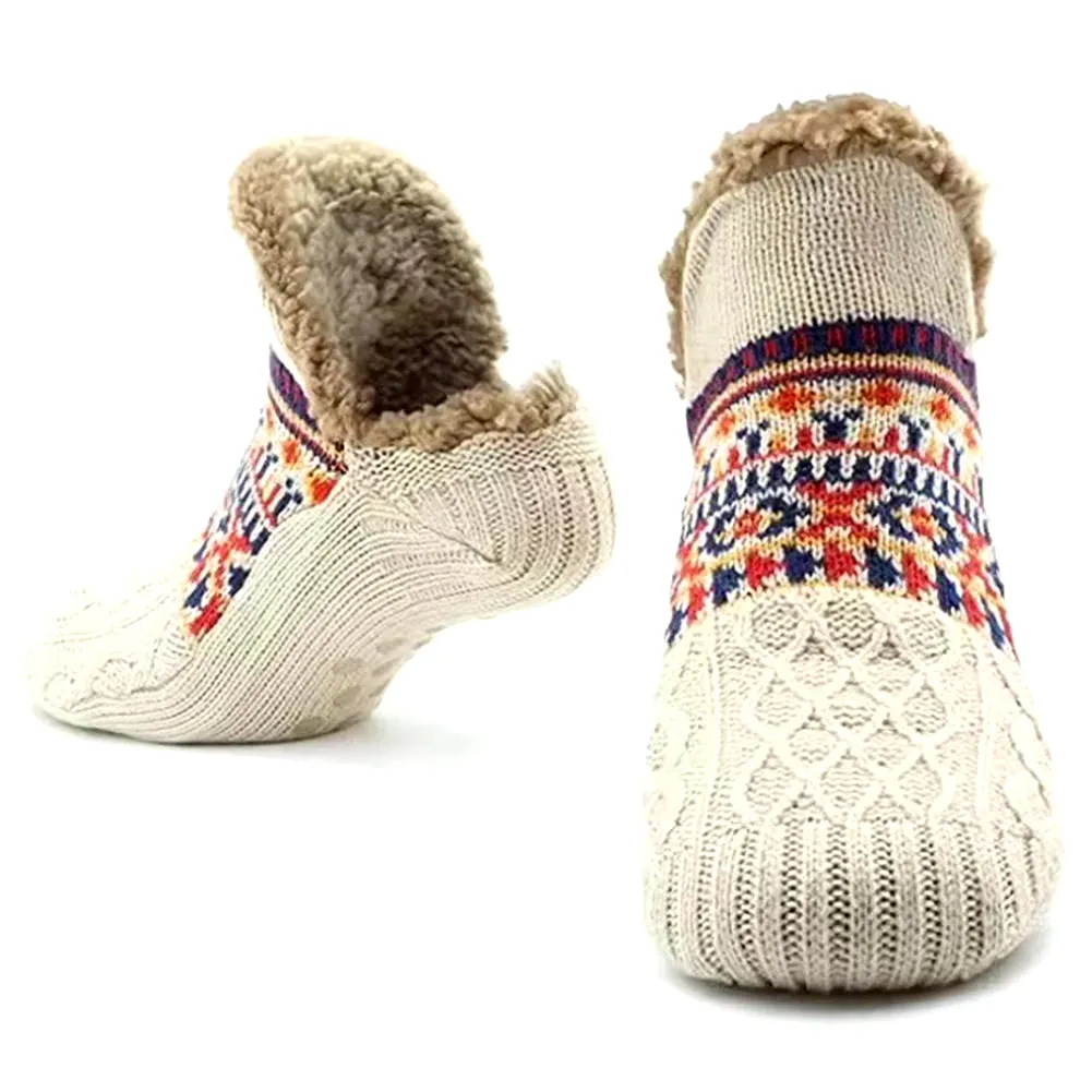 Cozy Non-Slip Fleece Winter Slippers for Couples - Warm Knitted Indoor Socks for Home and Bedroom