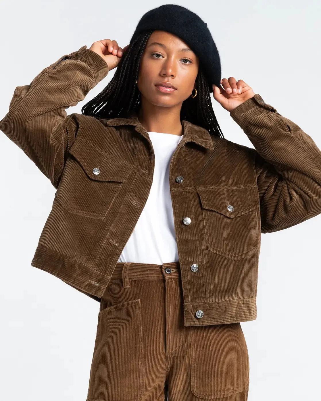 Craft Trucker Cord Jacket in Teak