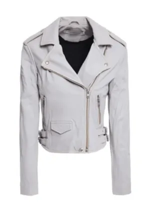 CROPPED LEATHER BIKER JACKET