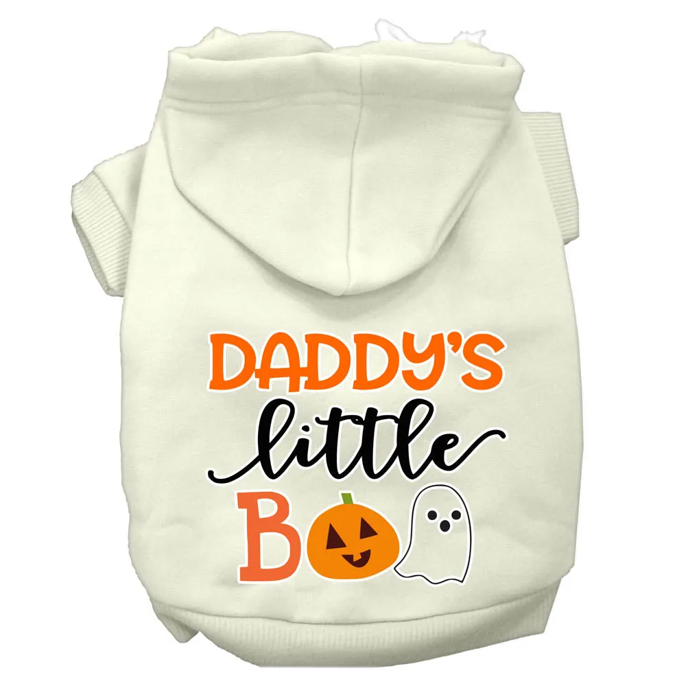 Daddy's Little Boo Screen Print Dog Hoodie Cream S