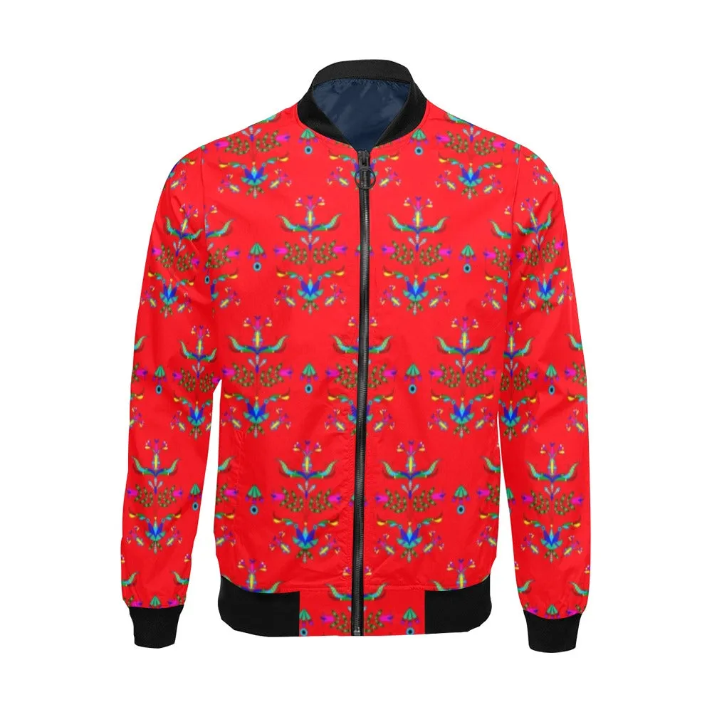 Dakota Damask Red All Over Print Bomber Jacket for Men