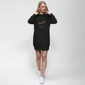 Dark Brown Cow Premium Adult Hoodie Dress