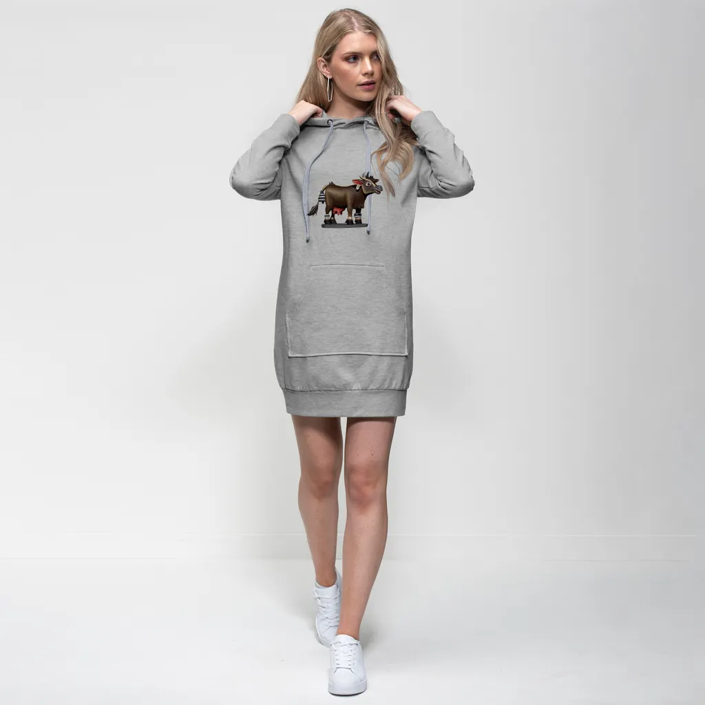 Dark Brown Cow Premium Adult Hoodie Dress