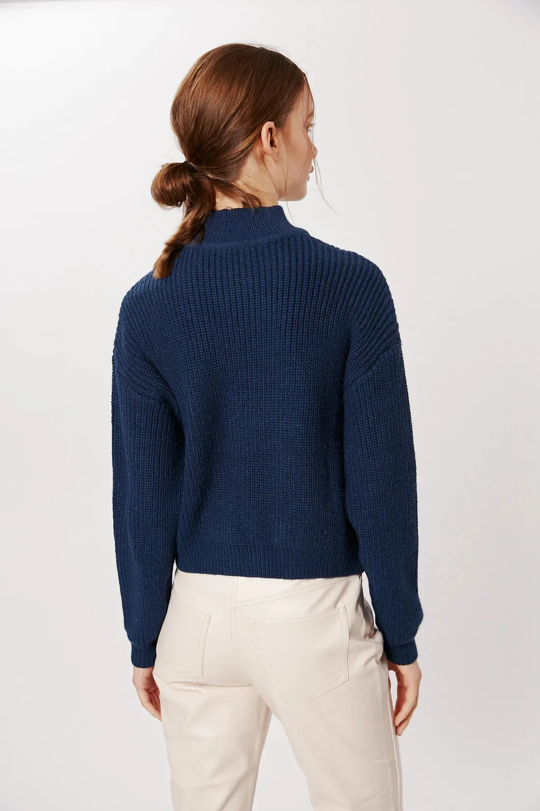 Deluc Ischia Deep Blue Mock Turtleneck Sweater