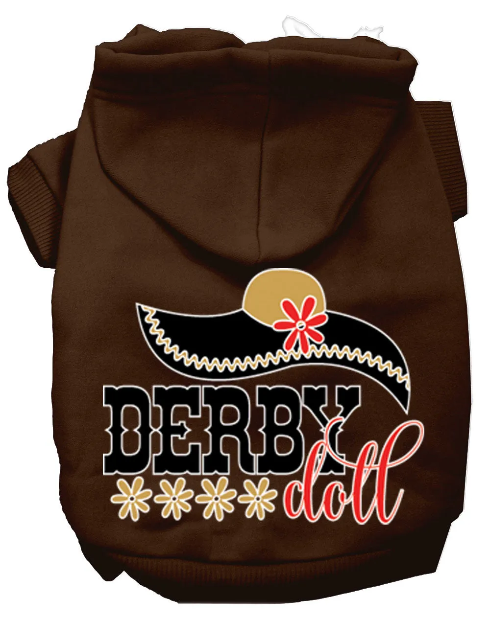 Derby Doll Screen Print Dog Hoodie Brown Xxxl