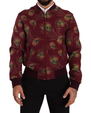 Dolce & Gabbana Red Peacock Polyester Stretch Full Zip Jacket