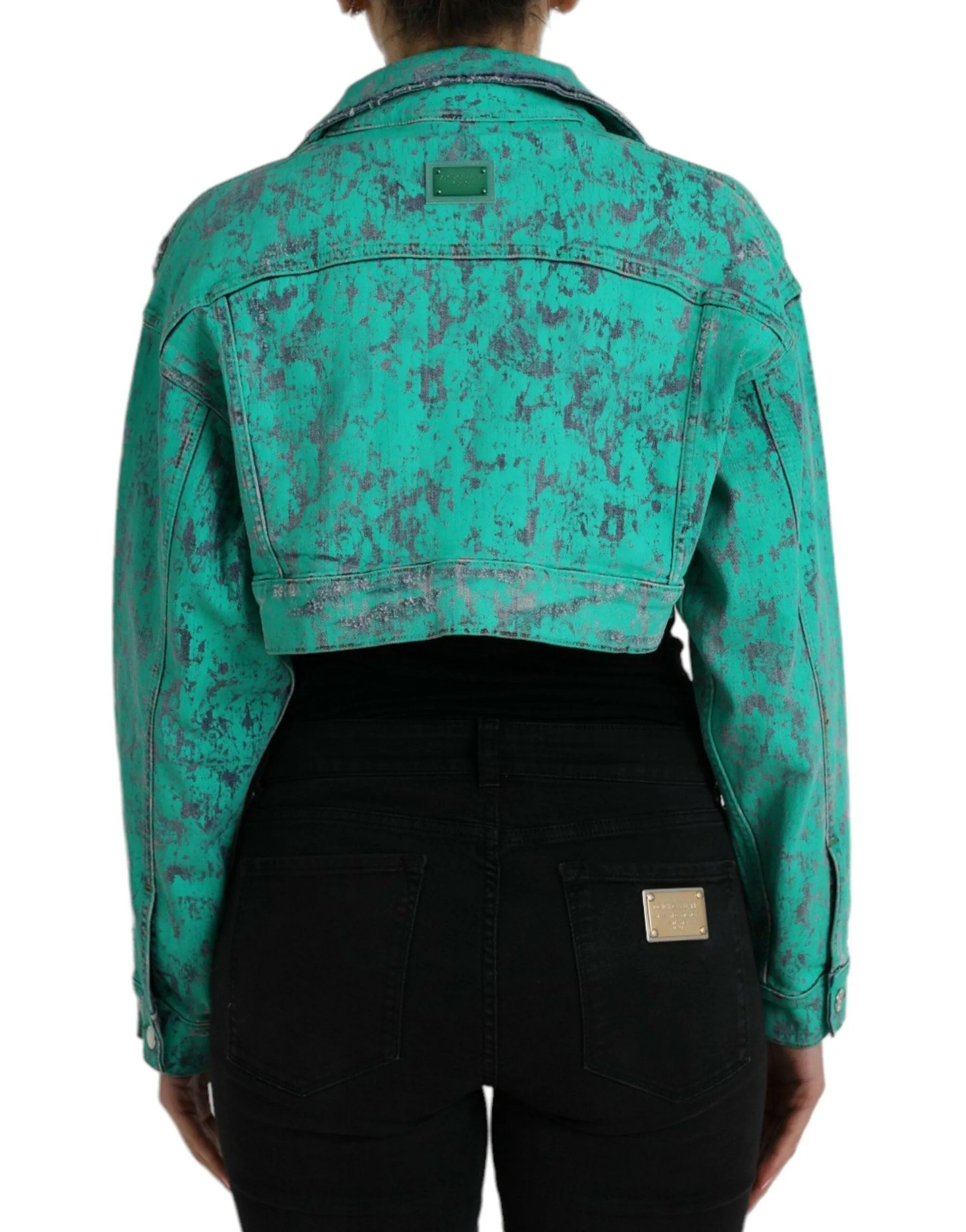 Dolce & Gabbana Tie Dye Cropped Denim Jacket