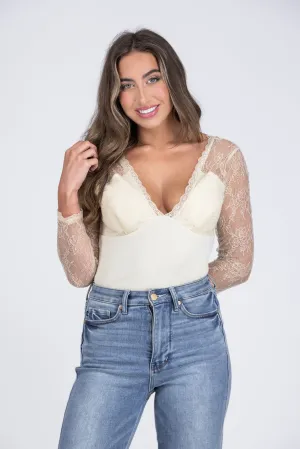 Dreams Are Made Of Lace Long Sleeve Bodysuit