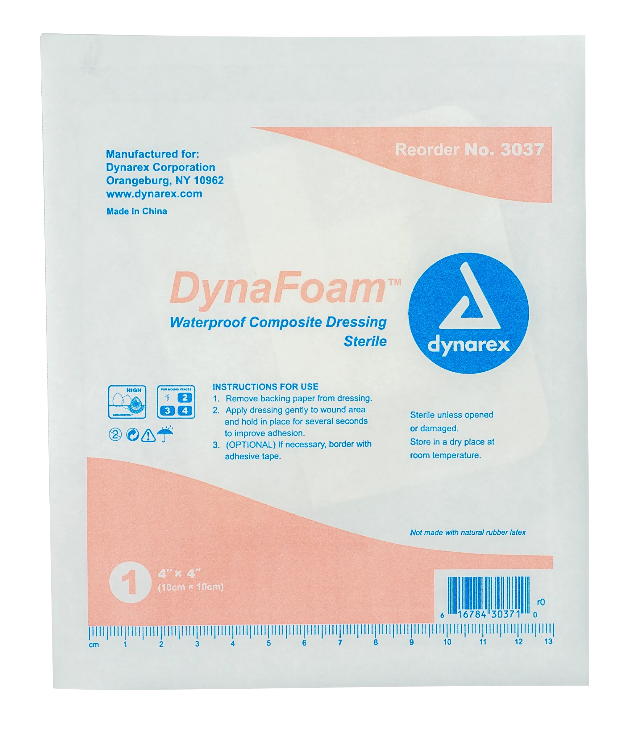 DynaFoam Waterproof Bordered Foam Dressing - 4"x4"