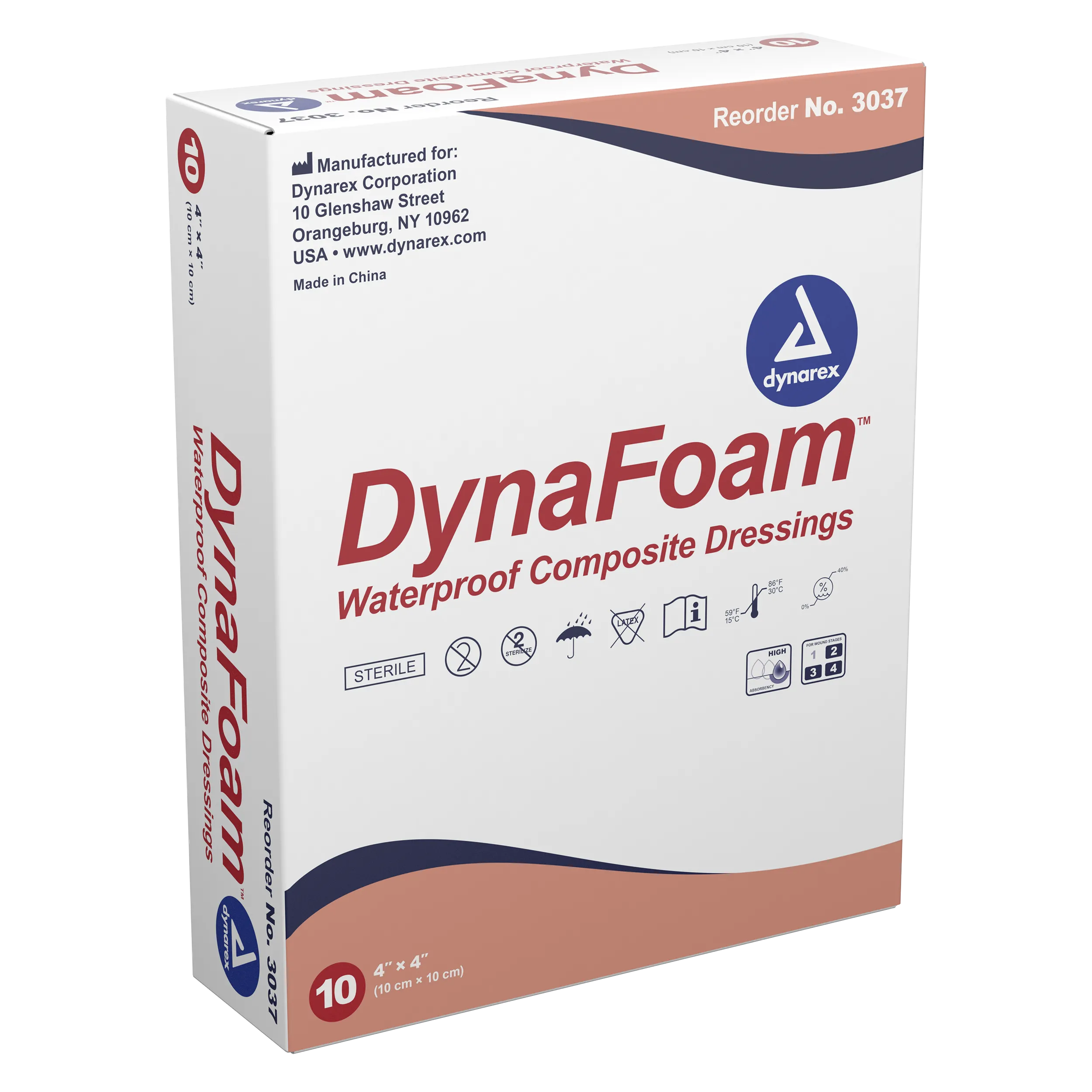 DynaFoam Waterproof Bordered Foam Dressing - 4"x4"